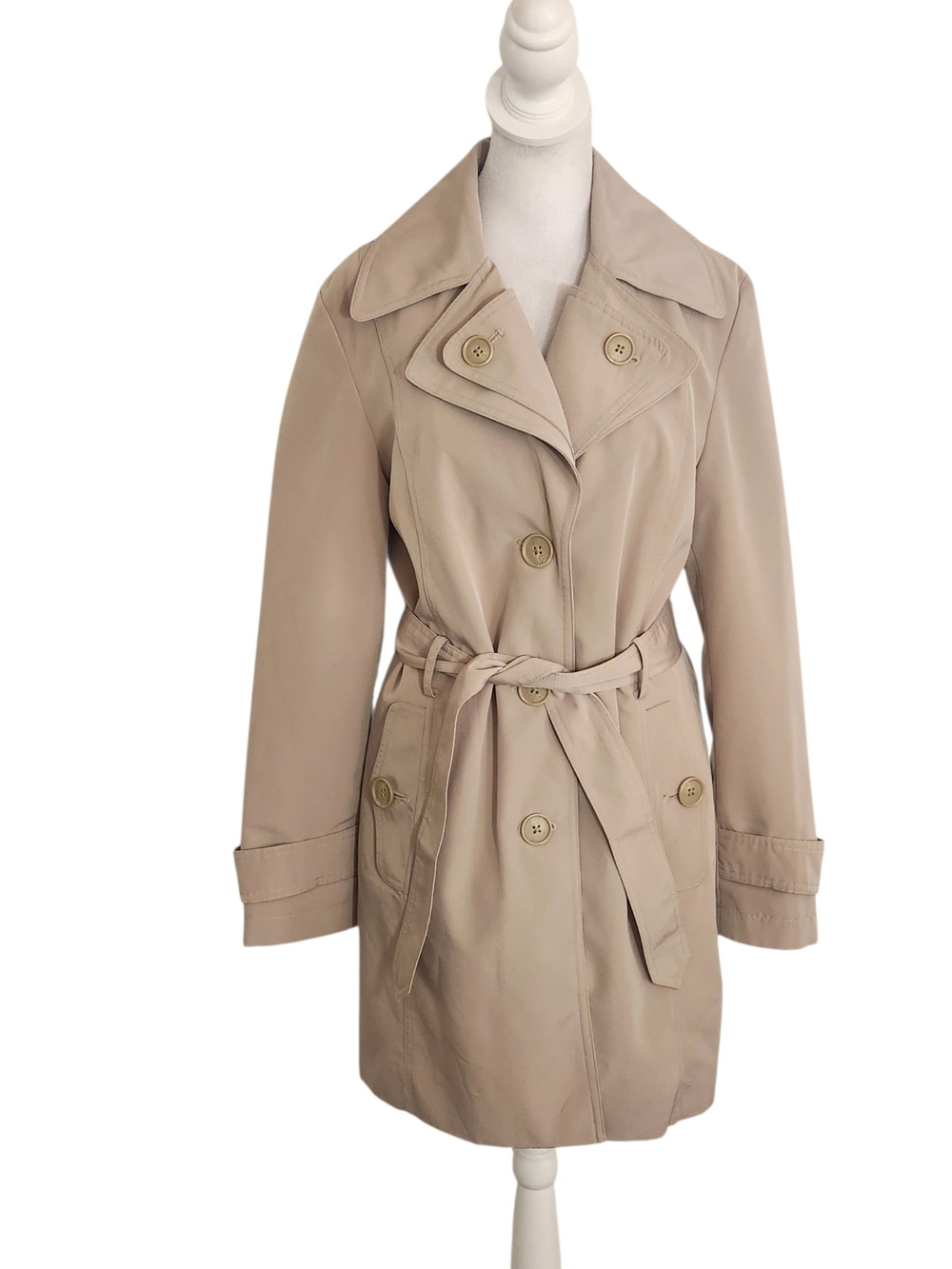 London Fog Womens Khaki Trench Coat with Removable Sash Size Small
